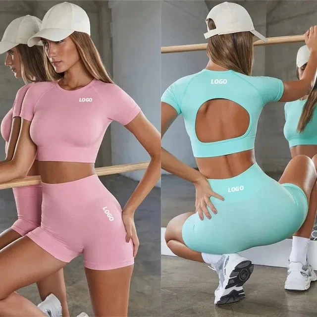 Chaqueta deportiva + pantalones cortos Mallas de yoga sin costuras de verano