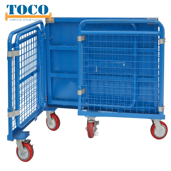 Heavy Duty 4 Sided Mini Logistic Trolley with Door for Carton Storage