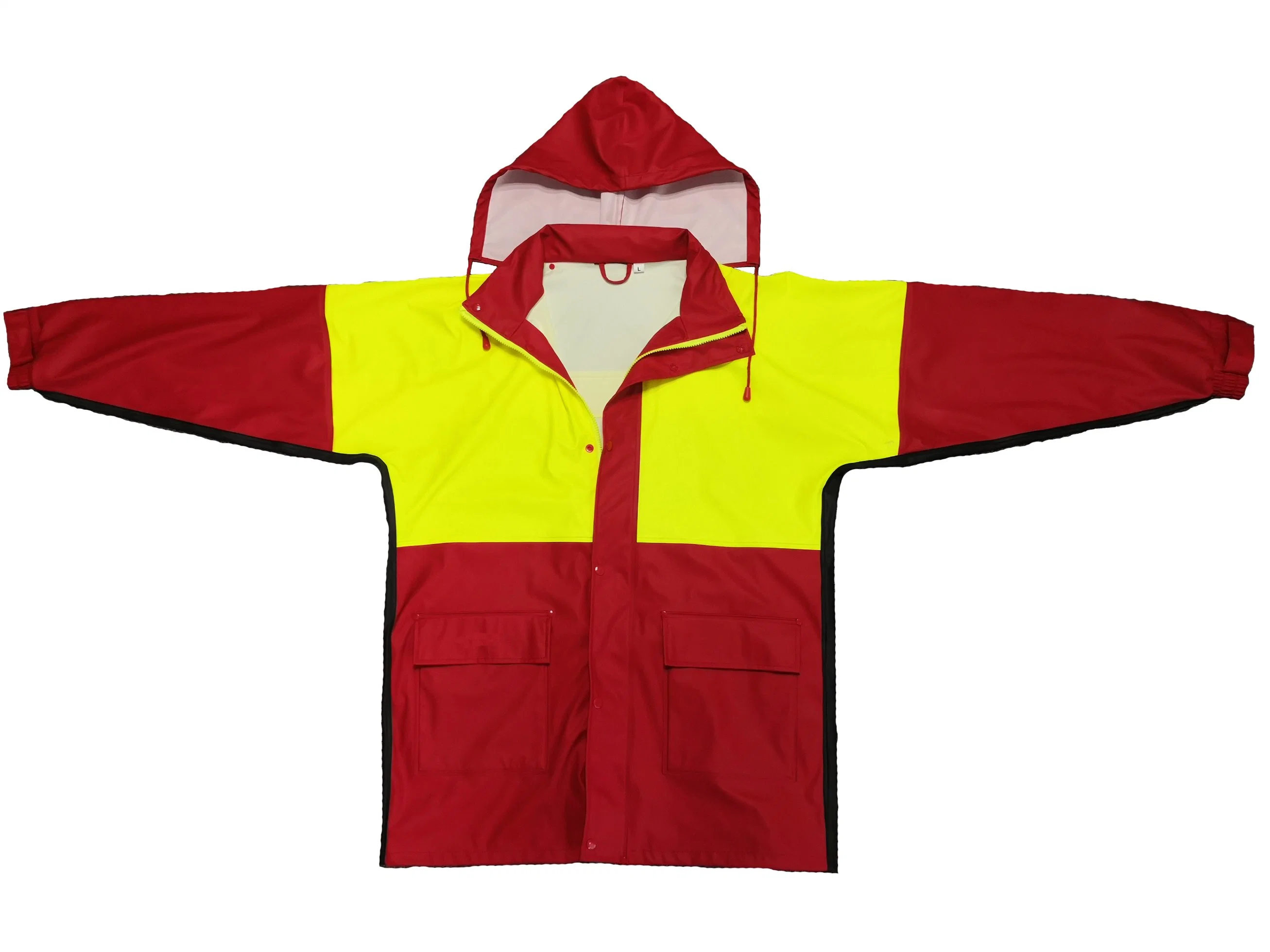 Unisex Workwear High Visibility Protective Clothing PU Rainwear