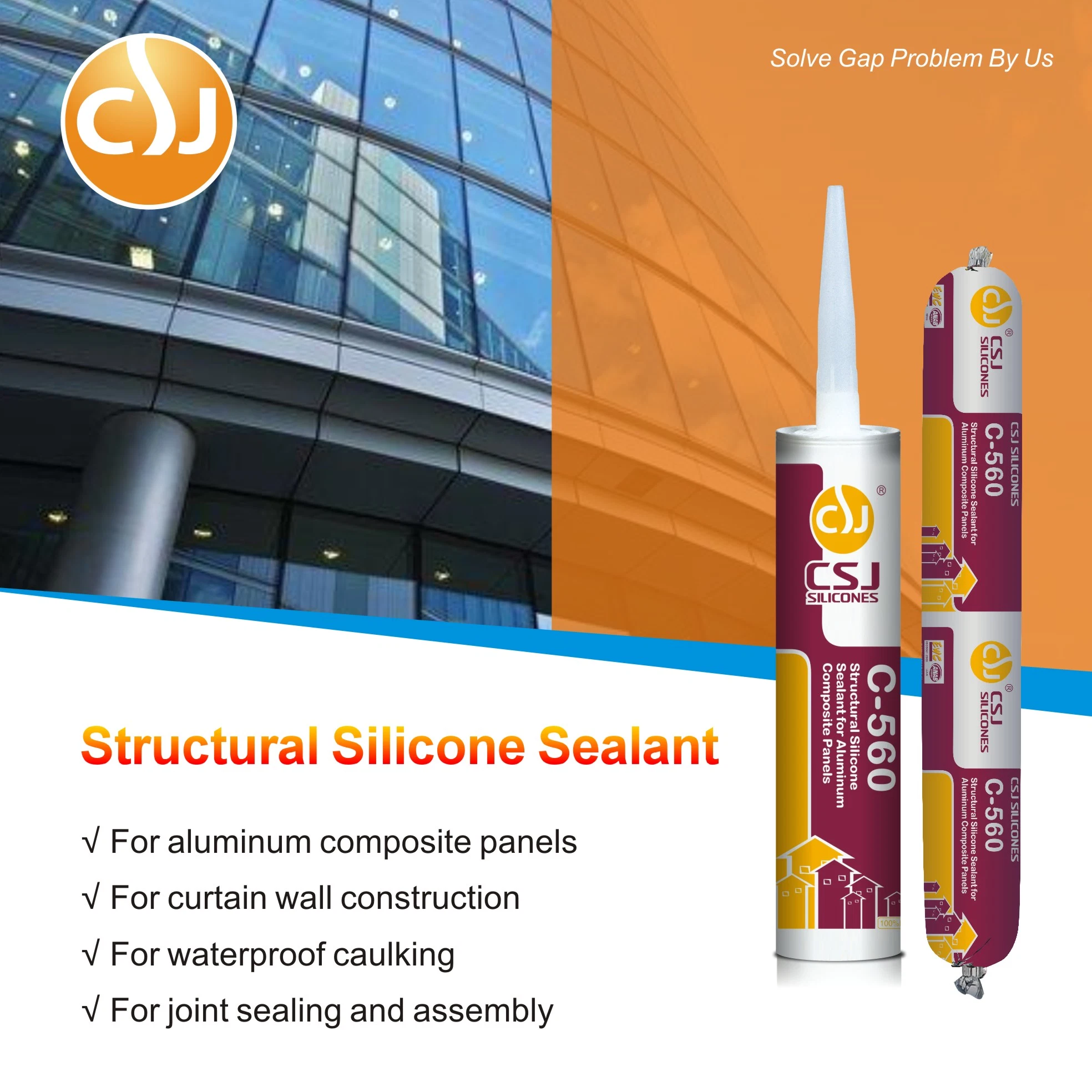 Un buen adhesivo sellador de silicona estructural para la placa de aluminio