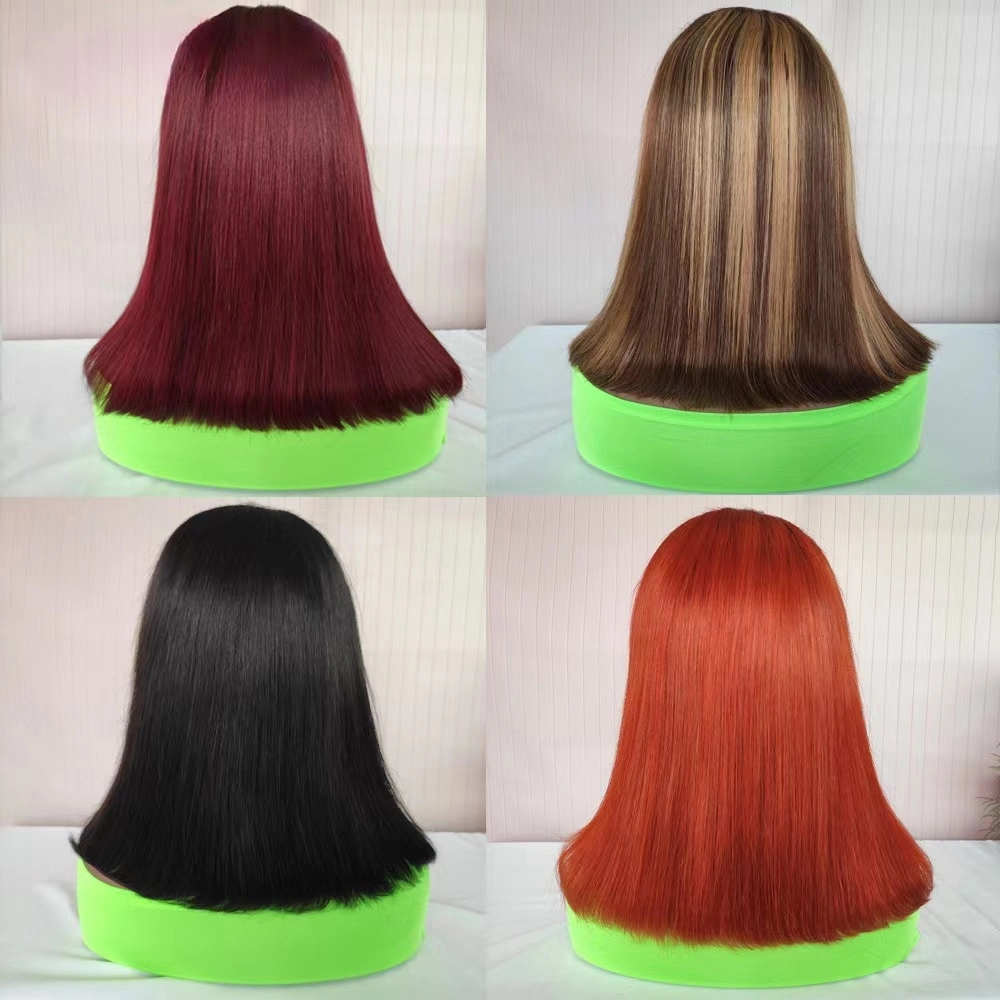 Human Hair 13X4 Spitze vorne Perücke mit Patchwork-Spitze und Gerade Bob-Stil