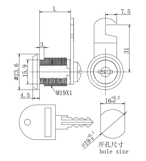 Security Euro Cylinder Key Code Letterbox Cam Lock