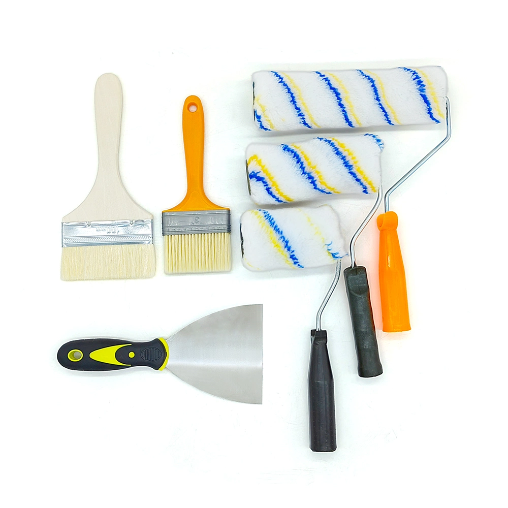 Hand Painting Tools Paint Brush Putty Knife Pattern Paint Roller Set for Building Wall Spraying Masking