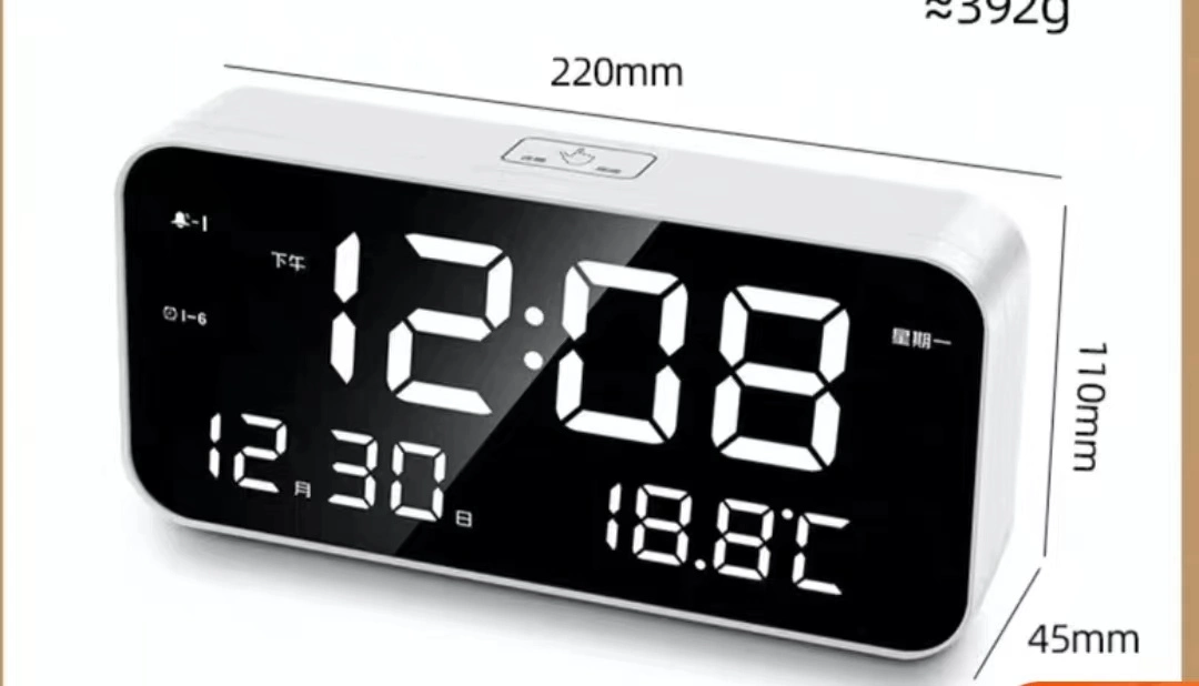 Large LED Temperature Display Rechargeable Musical Alarm Clock