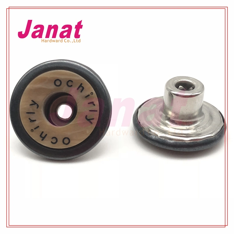 Resin Button Covered with Brass Cap Metal Shank Button