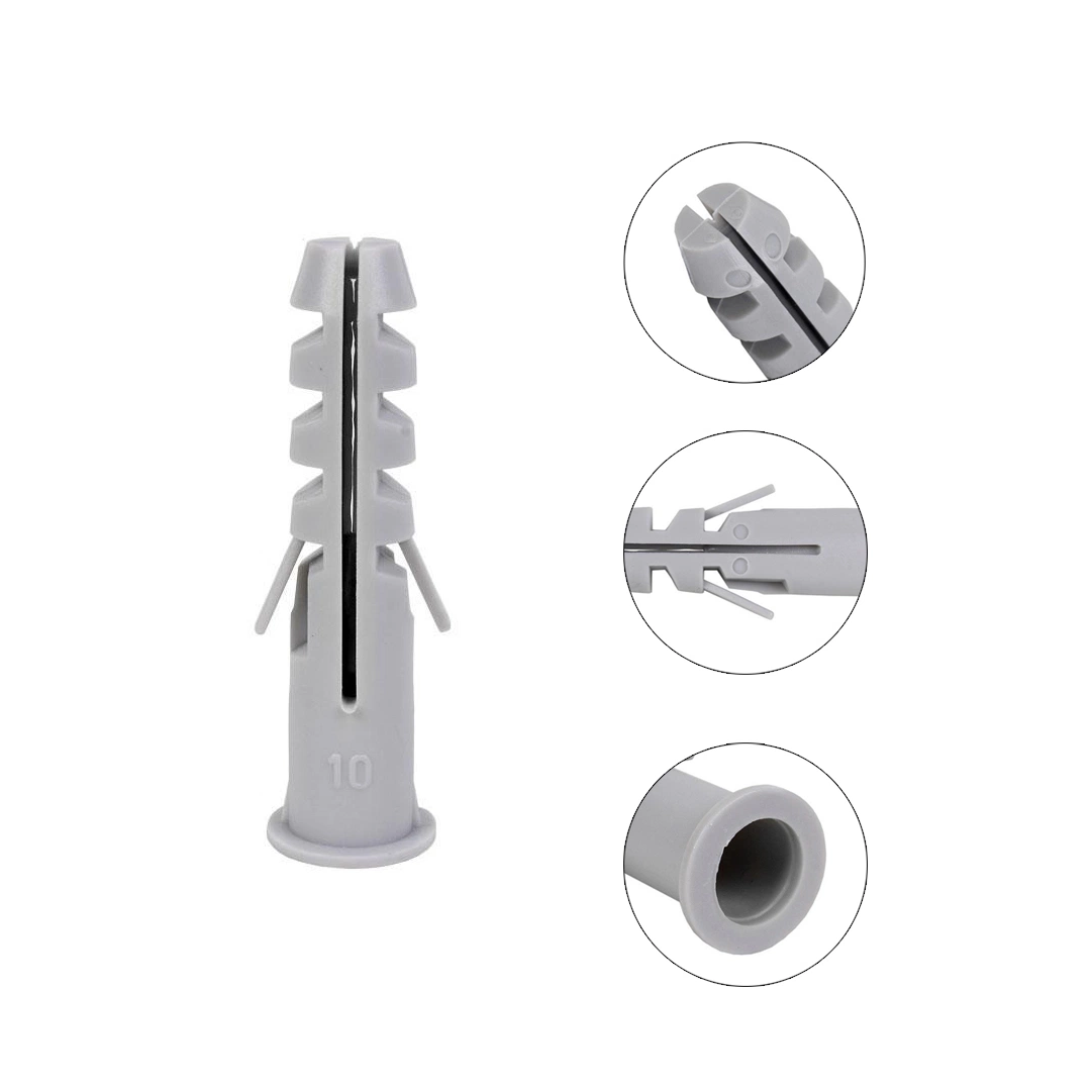 Los tapones de plástico Tubo de nylon de expansión de enchufe de pared de anclaje de la marca de alta calidad nuevo material de PE de plástico blanco gris enchufes de pared