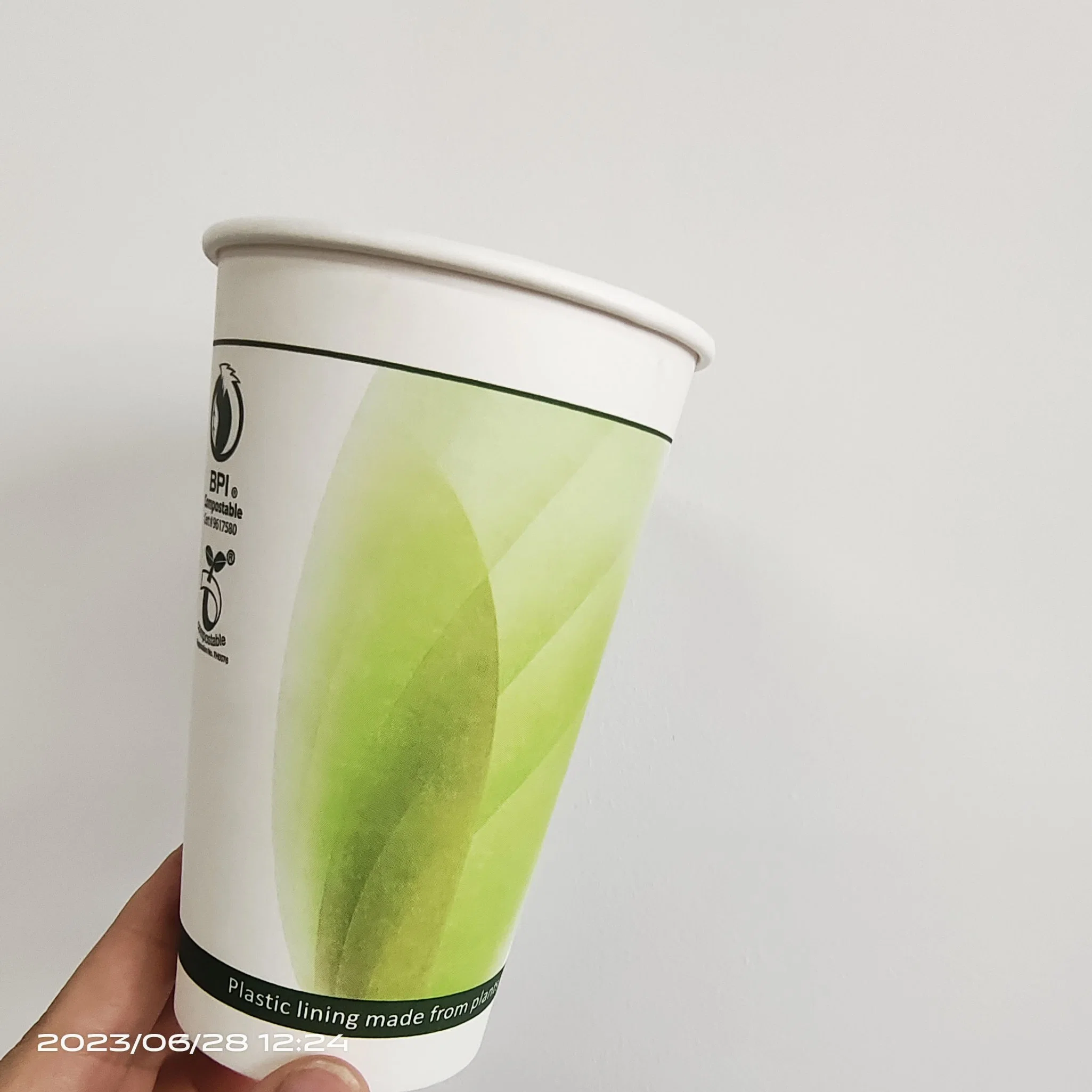 Fully Degradable Disposable PLA Coated Paper Cup, Single and Double Layer Thickened Coffee, Milk Tea, Cold and Hot Drinks, Hollow Paper Cup Packaging