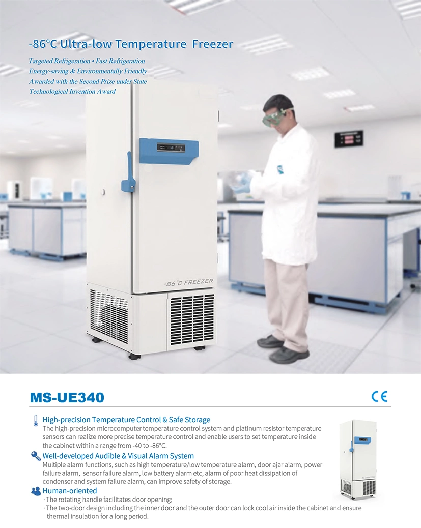 Ms-Ue340 congelador de temperatura Ultra Bajo biomédica