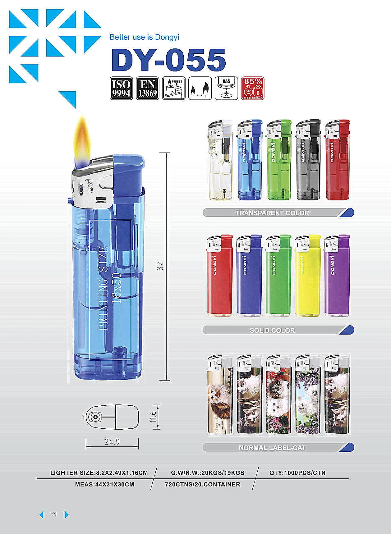 Hunan Dongyi 2021 High quality/High cost performance EUR Standard Lighter Plastic Electric Cigarette Electric Lighter Children Resistance Dy-055