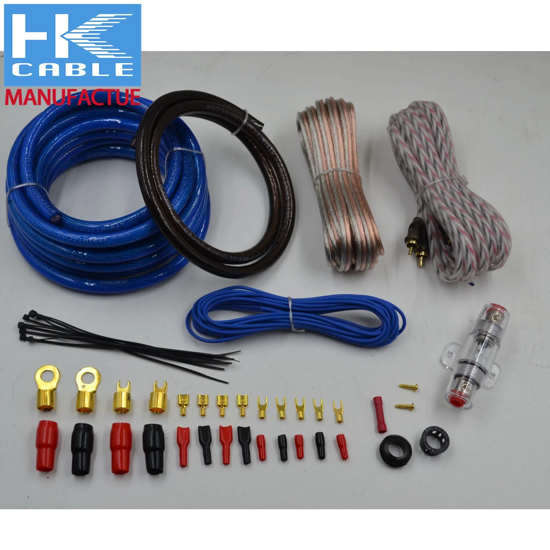 Venda China fábrica produção chegada 0AWG Kit de cabo de áudio para carro Kit de cabos do amplificador para automóvel Kit de cabo do amplificador rígido