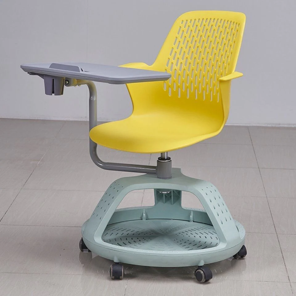 Chaise d'ordinateur pour étudiant avec tablette, base de trépied en plastique