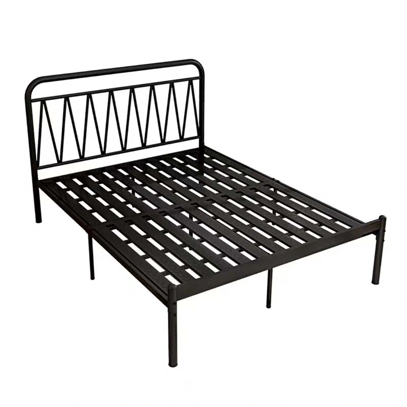 European Simple Wrought Iron Rental Hotel Budget Double Iron Frame Bed