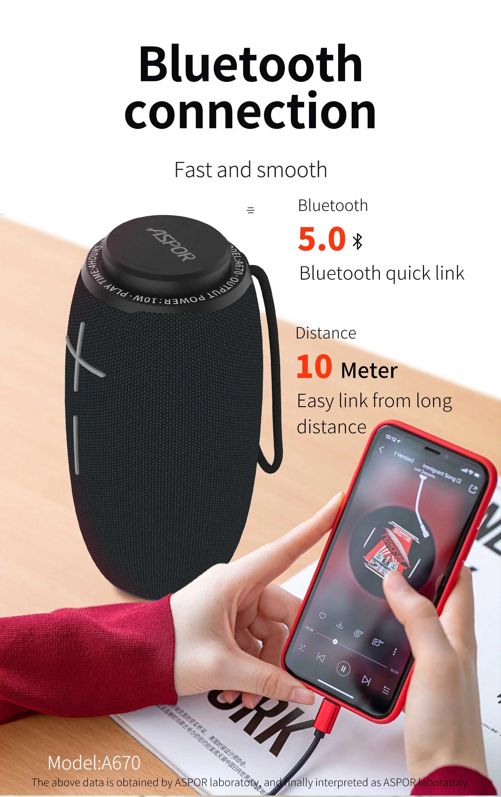 5.0 Multimedia Speaker Black /Dark Blue/Red Bluetooth Mini Speaker China Manufacture Supplier Hot Selling Mini Tws USB/TF/FM/Aux Portable Wireless Bluetooth