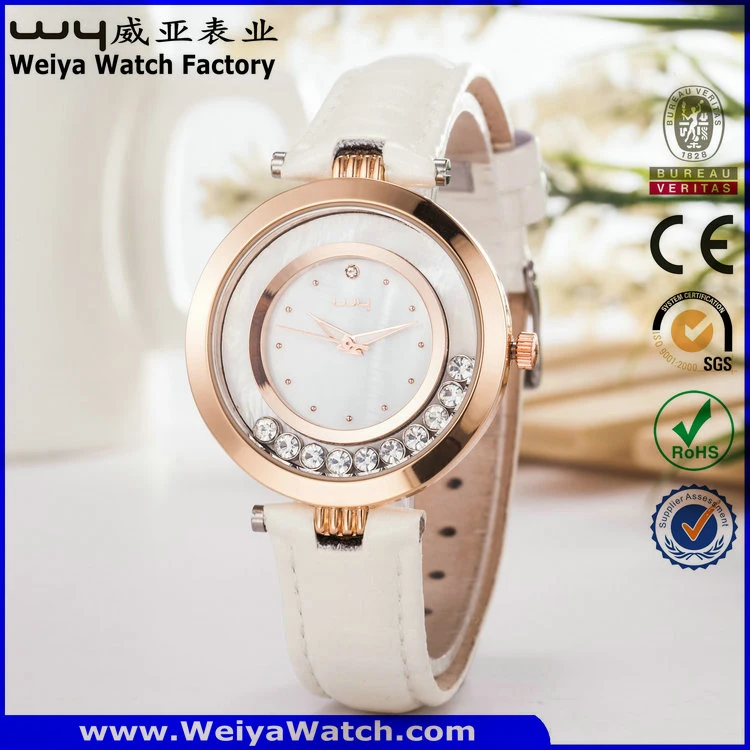 Fashion Leather Strap Casual Quartz Ladies Wrist Watch (Wy-067E)