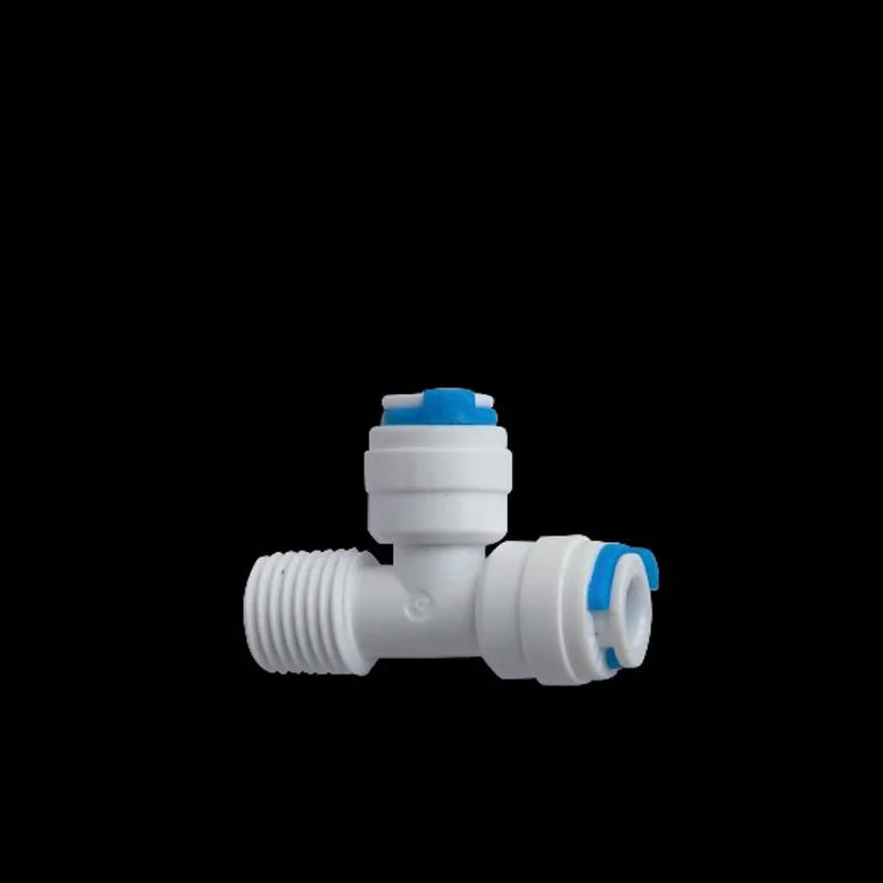 T forma 1/4 pulgadas conectar racores de tubo de agua 3/8" de Conexión de agua de plástico conexiones de empalme en T de plástico