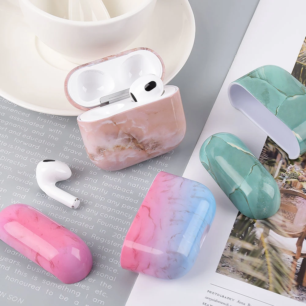 Marble Pattern Dust-Proof Hard PC Earphone Charging Box Protective Case Anti-Fall Cover Case for Apple Air Pods 3 - S08