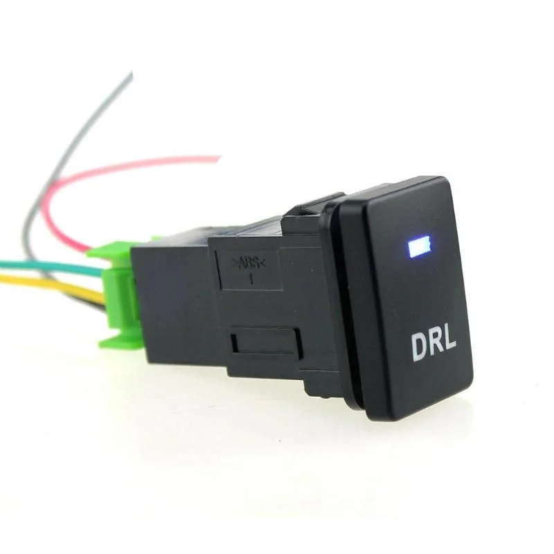 12V Blue LED Car DRL Switch for Toyota Tacoma Camry Car Daytime Running Light Lamp Switch Button with 150mm Cable