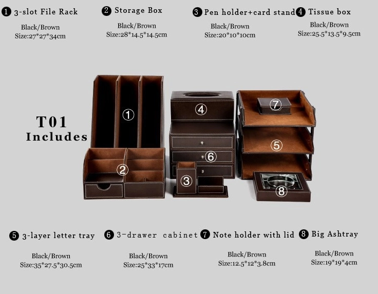 Luxury Custom Leather Supplies Pen Holder Gift Desk Office Organizer Set