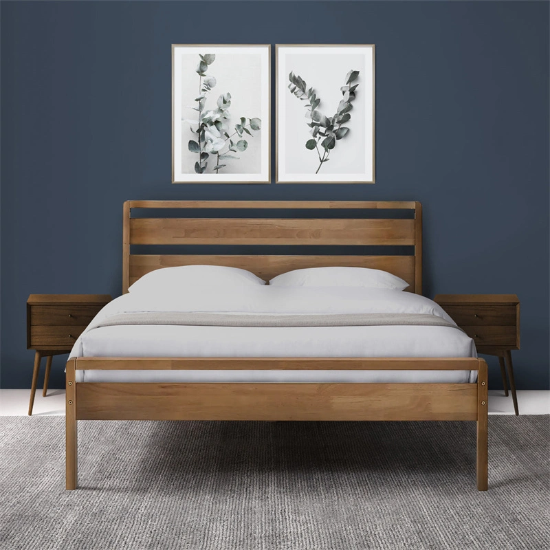 خشب البلوط الصلب الريفي سرير مزدوج بحجم كوين سرير مصنعين بالجملة الصينية إطار جناح الريف سرير الخشب المستخدمة شقة فندق من غرفة نوم واحدة