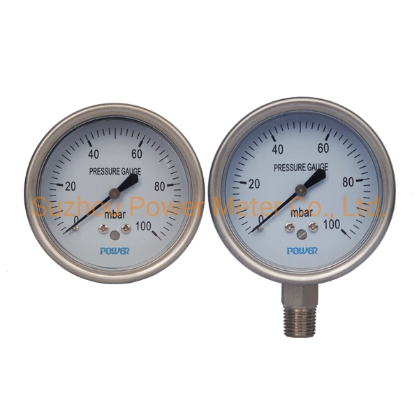 Factory OEM Vertical or Radial Type Low Pressure Gauge 2.5" Dial 100mbar