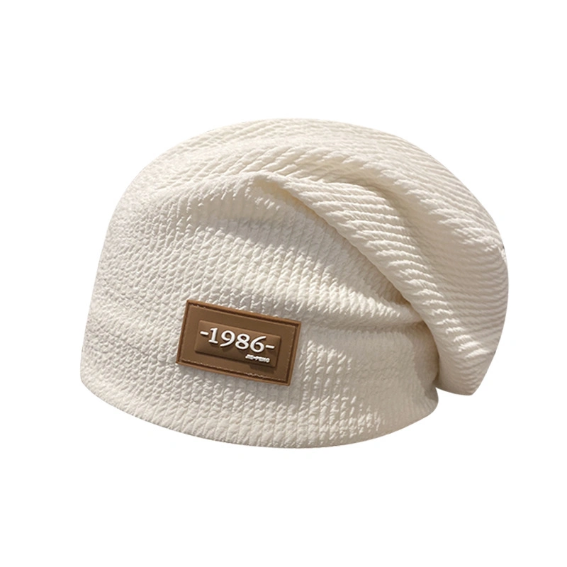 High Qualtiy Thin Breathable Leisure Knitted Loose Beanie Hat with Custom PVC Label