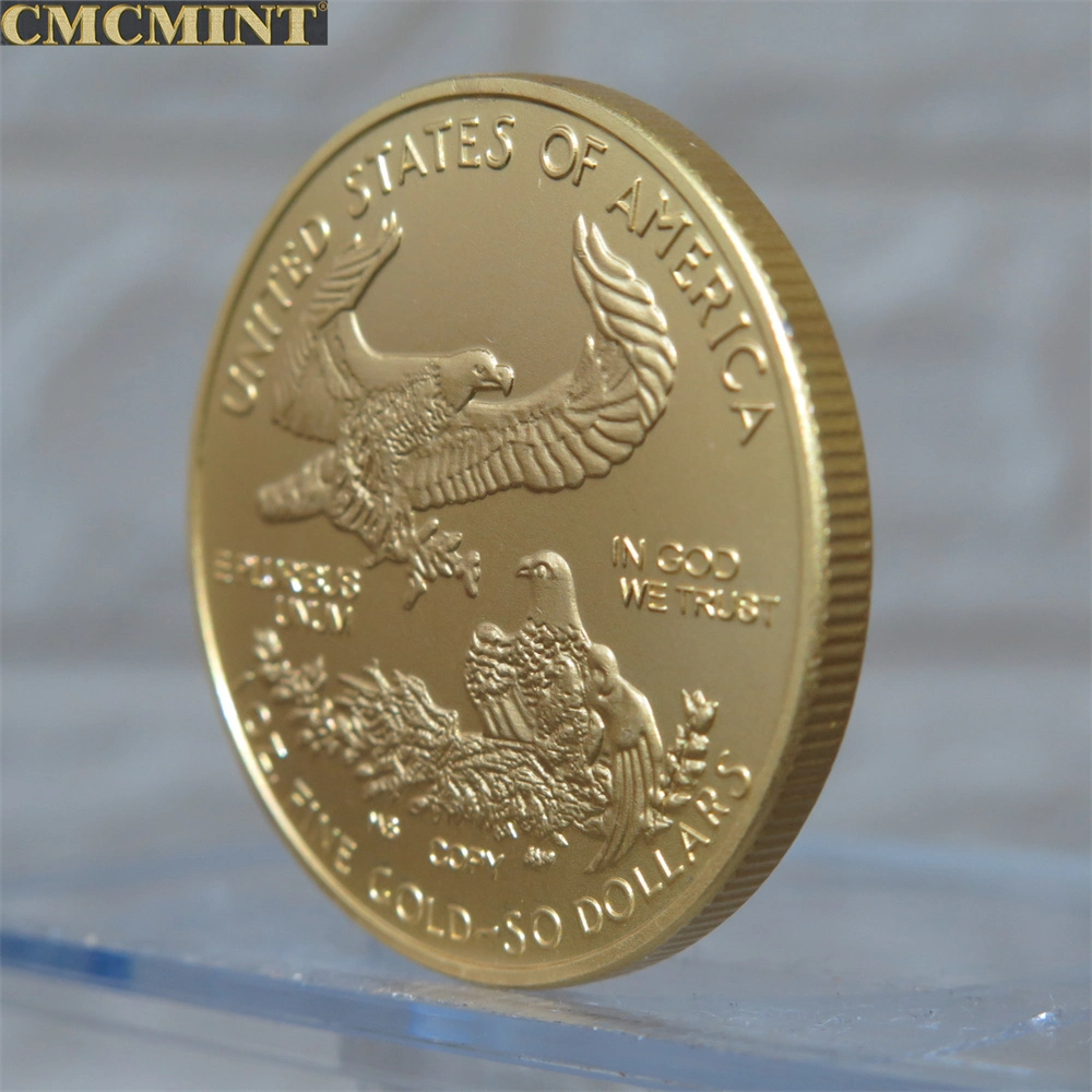 1 Oz mate de latón chapado en oro American Eagle Replica Liberty 2018 Moneda redonda