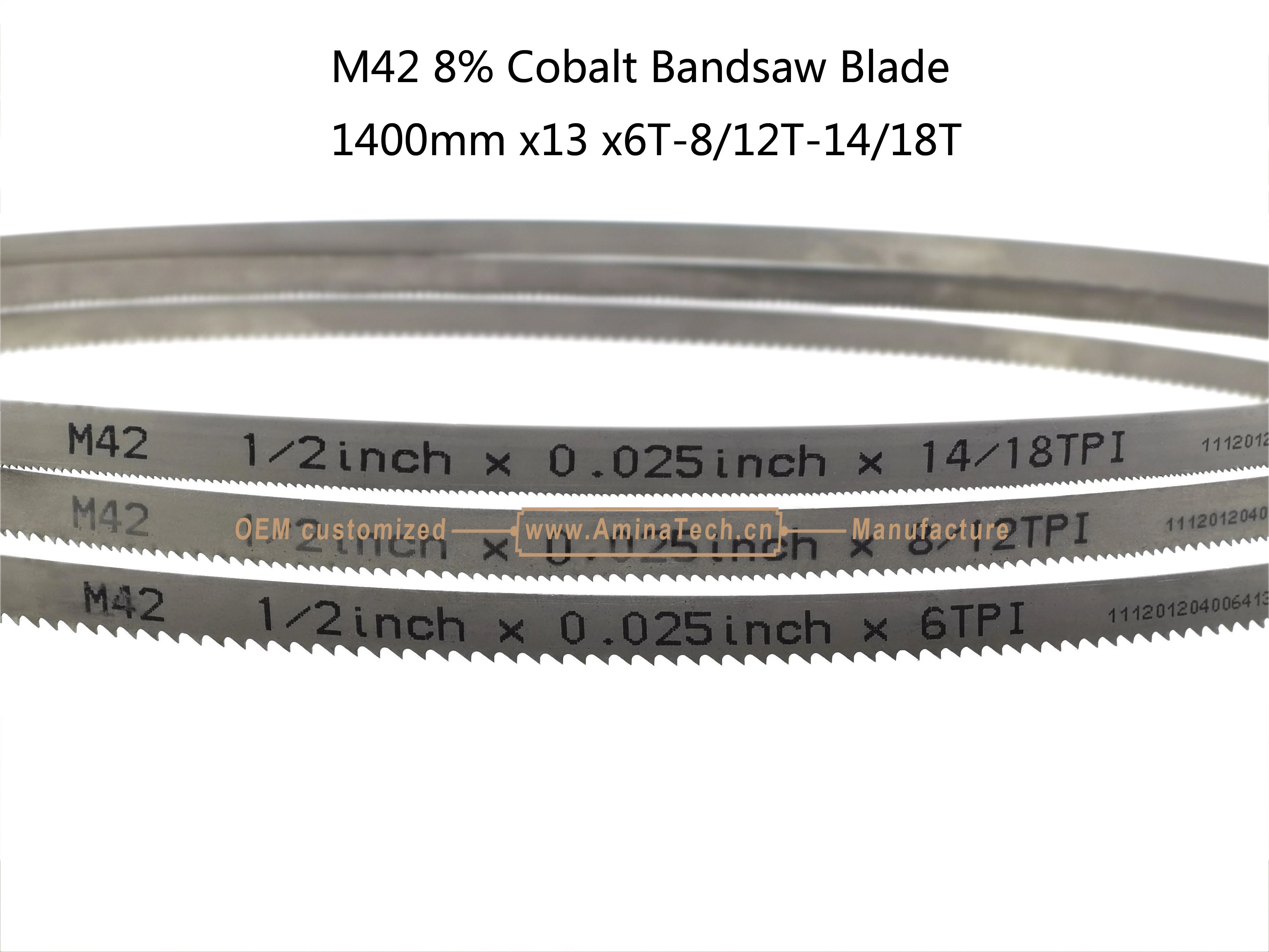 Lâmina de serra de fita M42 de 8% de cobalto 1400mm X13 X14T.