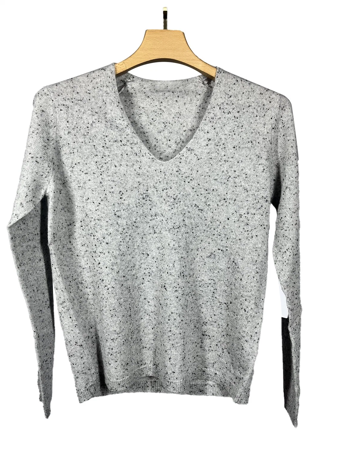 Women&prime; S Cashmere V Neck Long Sleeve Fancy Yarn Pullover Sweater