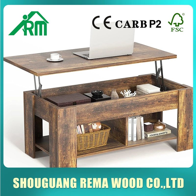 Modern Wooden Top Sofa End Coffee Corner Side Table with Metal Frame