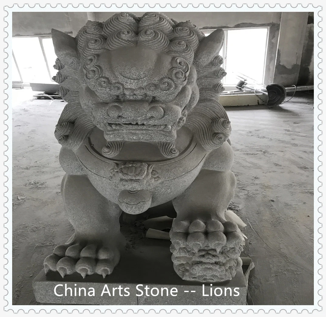 Nature Granite Door Guarding Lions