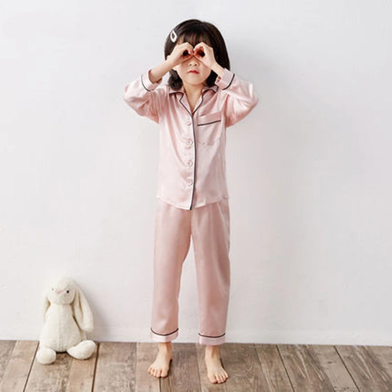 Custom Top Supplier Silk Fabric Kid Pajamas Clothing Set Boys Girls Children Sleepwear Girls Baby Cute Pajamas Teenager Clothing