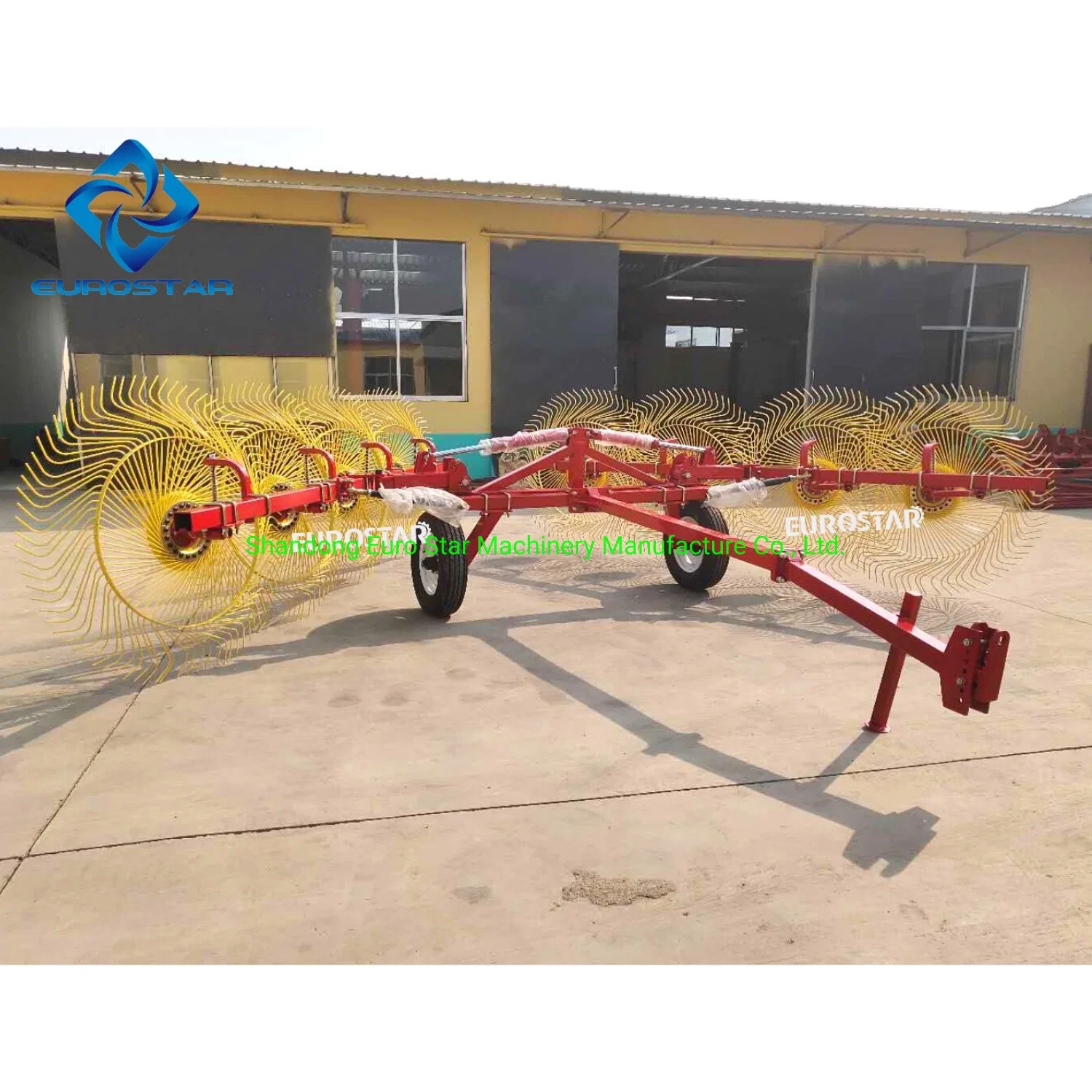 6 Disc 4.2m Width Traction Rotary Hay Rake for Tractor Finger Plate Mounted Tedder Rake Farm Implement Grass Collecting Machine Agricultural Machinery Wheel