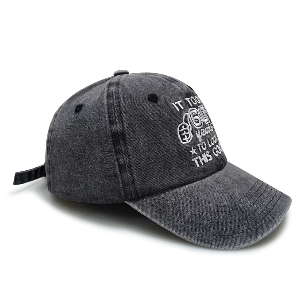 Stein Gewaschen Baseball Cap Custom Stickerei Logo Sport Caps Baumwolle Sportmütze mit Metallschnalle