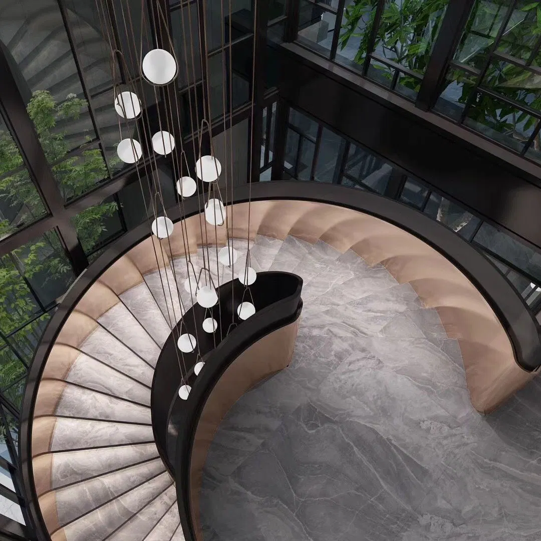 Appartement à l'intérieur en acier de l'intérieur moderne en bois massif Pre-Made escalier incurvé