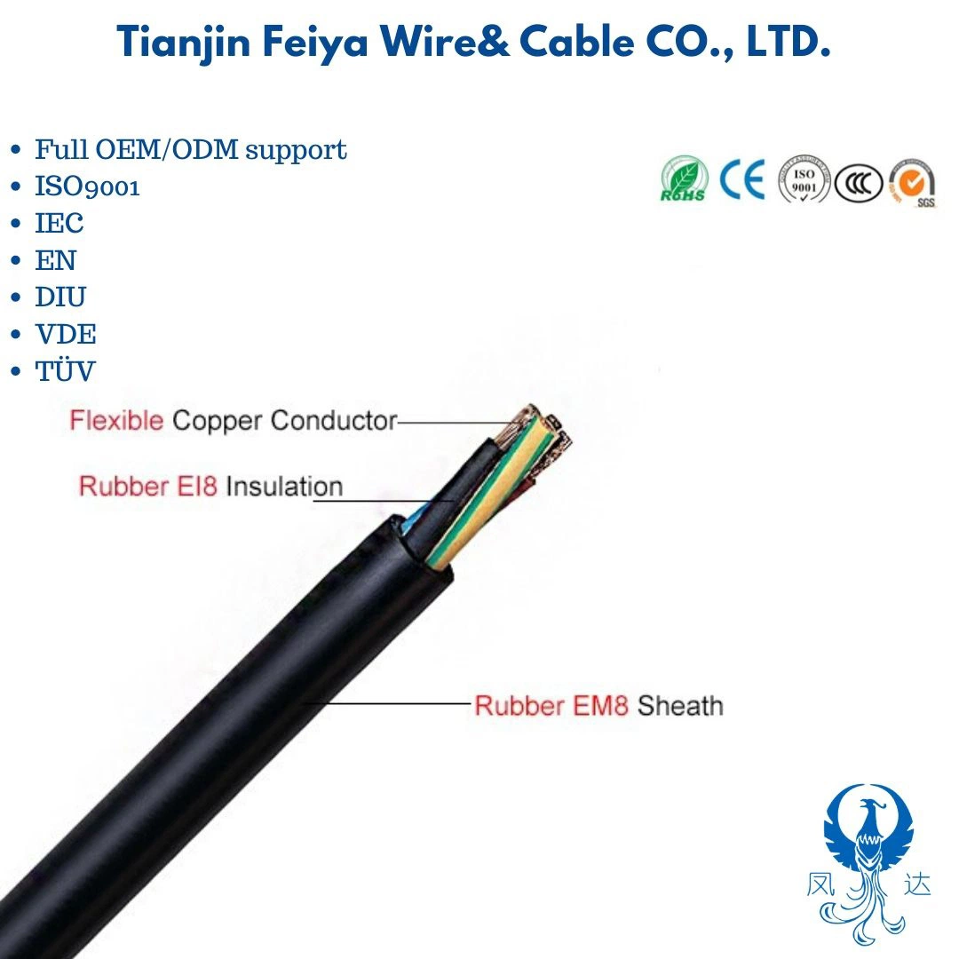 H05vvf 450/750V H07rn-F H07zz-F for Usage in Tools and Agricultural Devices Both in and Outdoors Rubber Flexible Control Electric Cable