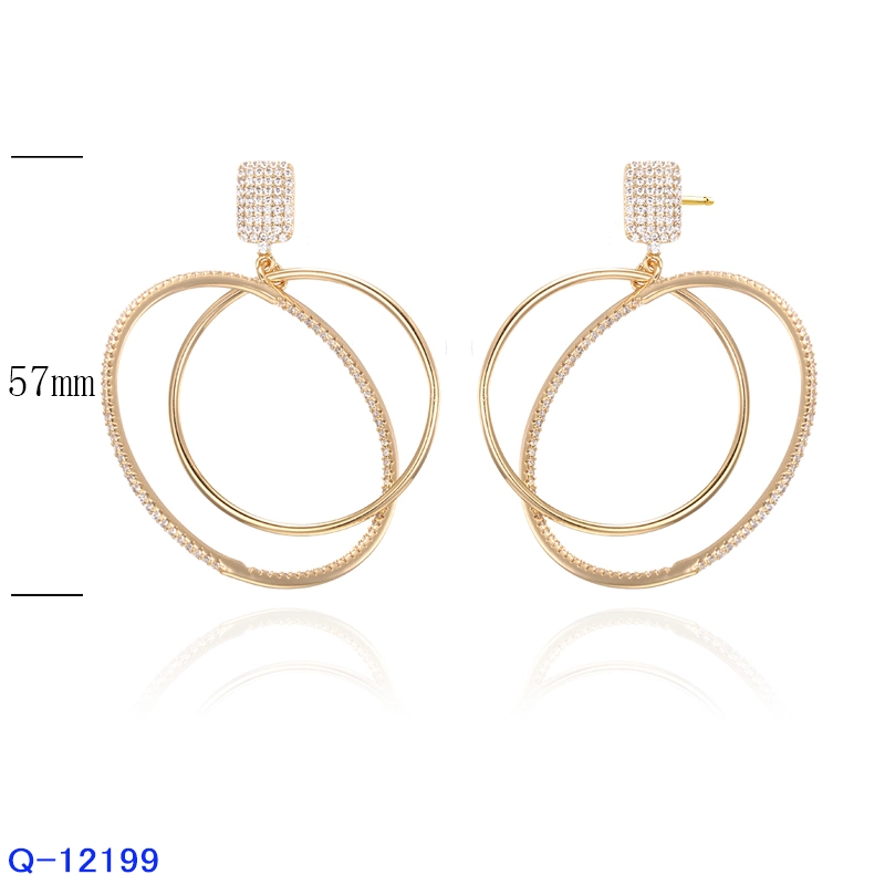 Wholesale New Design Fashion Copper Jewelry 925 Sterling Silver CZ Drop Earrings for Women