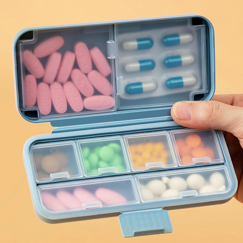 Portable Plastic Pill Box with 5/8 Compartments for Daily Pill Organization