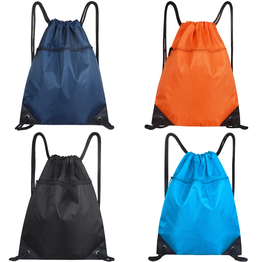 Reusable Ripstop Nylon Bag Pack, Polyester Draw String Bag, Promotional Bag Pack, Sports Bags, Gym Bags, with Front Zipper Pocket, Multi Color
