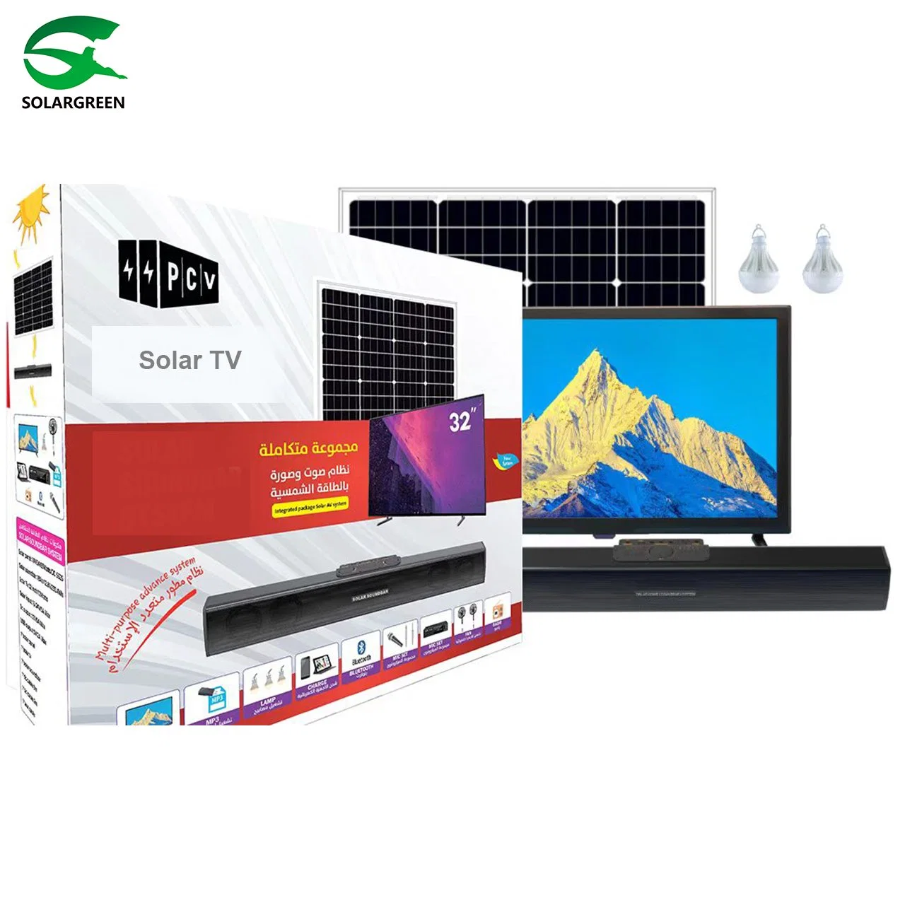 Téléviseur LCD 32" 12V AC/DC/Solar TV avec faible électricité Consommation DVB T2 S2 TV numérique par satellite