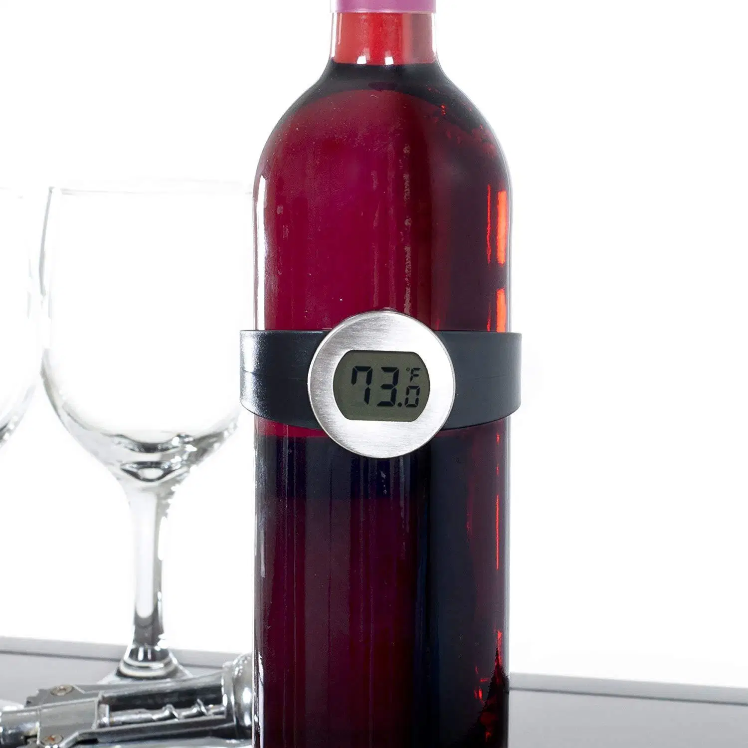 Digital Instant Read Thermometers with LED Display for Wine Enthusiast Red Wine Bracelet Thermometer Champagne and Wine Bottle Snap Thermometer Bl10124