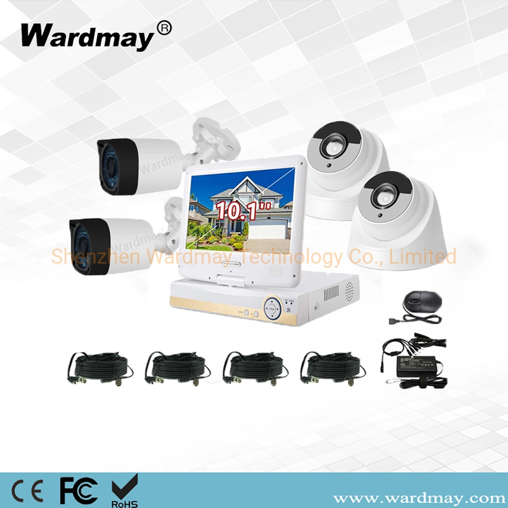 Ecrã LCD Wardmay de 10.1" DVR IV à prova de água 4CH 2MP CCTV Sistema