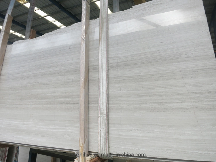 Straight Wooden Grain White Marble Building Marterial/Countertop/Stairs/Culture Stone Wall Tile