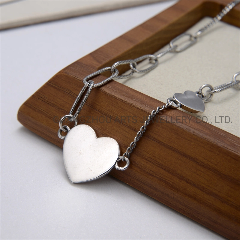 New Design Jewelry 925 Sterling Silver Hearts Casual Necklace Valentine Gift