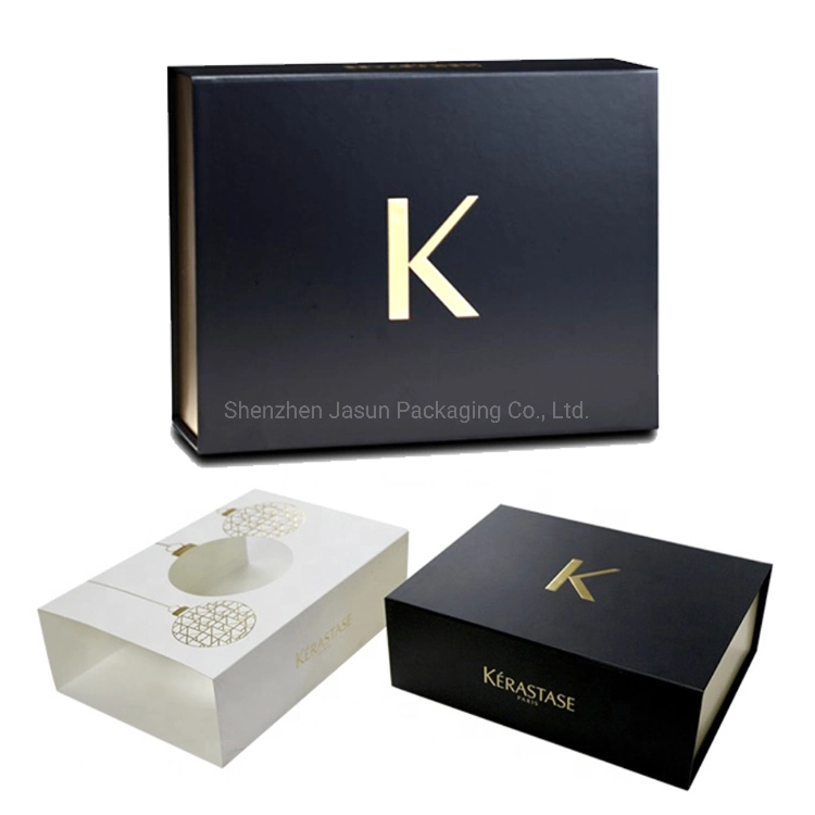 Black Cosmetic Rigid Folding Gift Packaging Box with Magnet Closure for Easy to Ship and Store