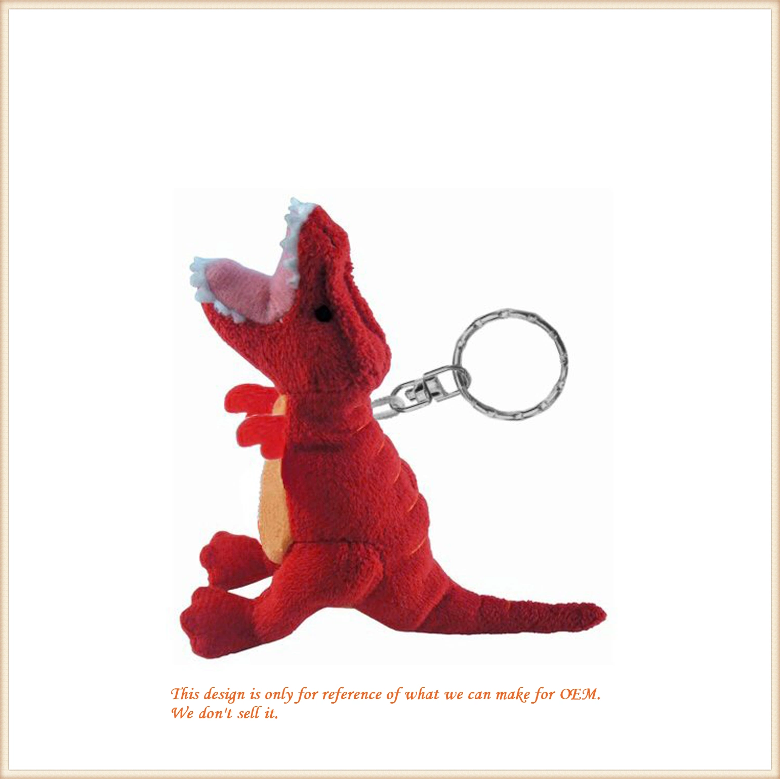 Jouet à motif dinosaure rouge doux/ cadeau de promotion/ adorable porte-clés à motif animal Support Vente en gros personnalisé