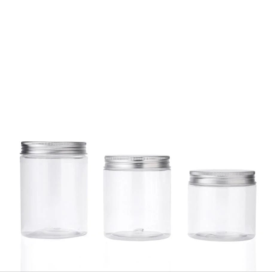 200-1500ml PET transparent large bouche ronde en spirale pots en plastique du miel de l'écrou de la sauce de biscuit de boîtes de conserve