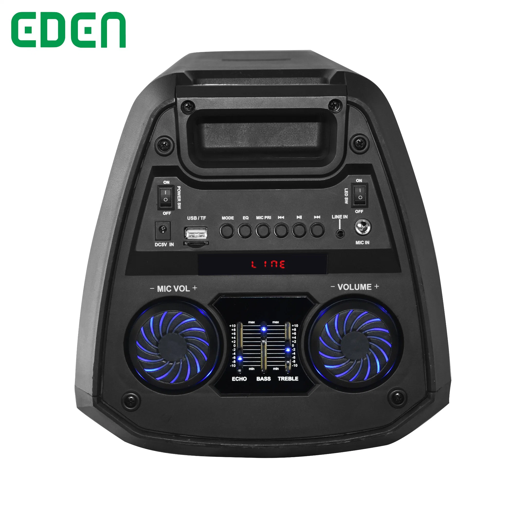 Altavoz de audio Bluetooth con LED Dual de 6.5 pulgadas, caja de sonido portátil inalámbrica para DJ, fiesta de karaoke, altavoz multimedia recargable de 5W ED-606.