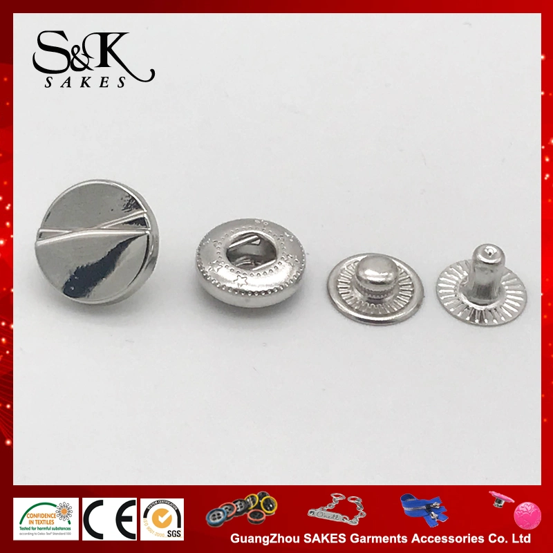 High quality/High cost performance  Shinny Silver Color Zinc Alloy Snap Buttons for Garments