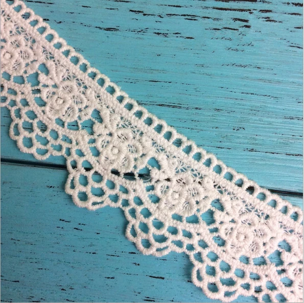 3.5Cm de encaje de algodón blanco capaz de tinte textil textil Cortina Jacquard Lace