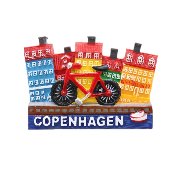 Edificio de la resina personalizada Copenhague Dinamarca 3D Souvenir Iman nevera